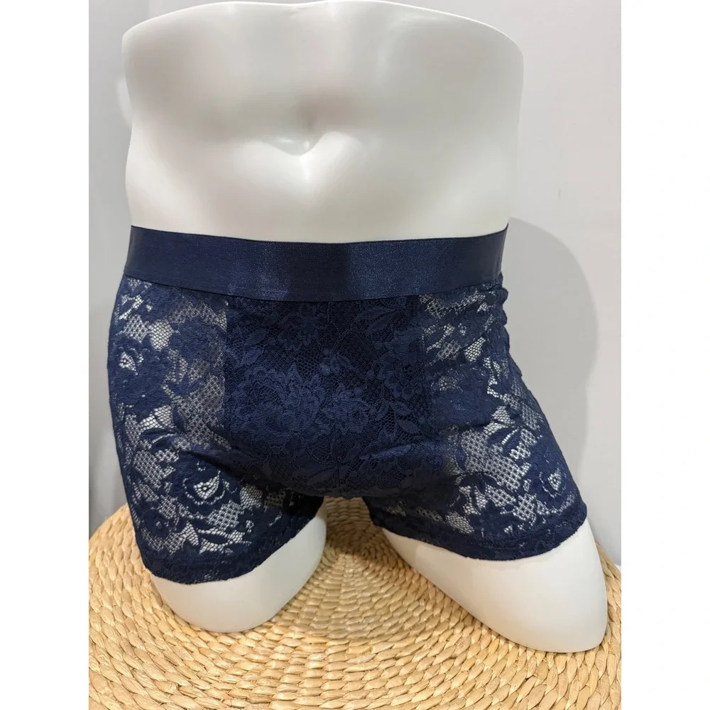 Cosabella Never Say Never Form Classic Trunk Navy Blue Lace Boxer Brief Men L